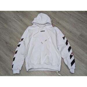 Off-White Hoodie Mens Medium White Caravaggio Arrows Graphic Fleece Pullover